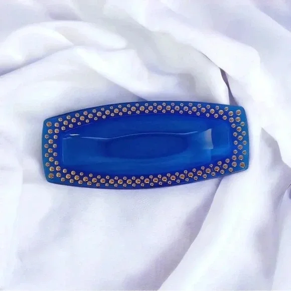 Vintage cobalt blue and gold rectangular dish bowl - Picture 1 of 4